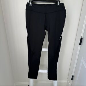 Central Park West Mesh Panel Performance Leggings Black Size Large NWT